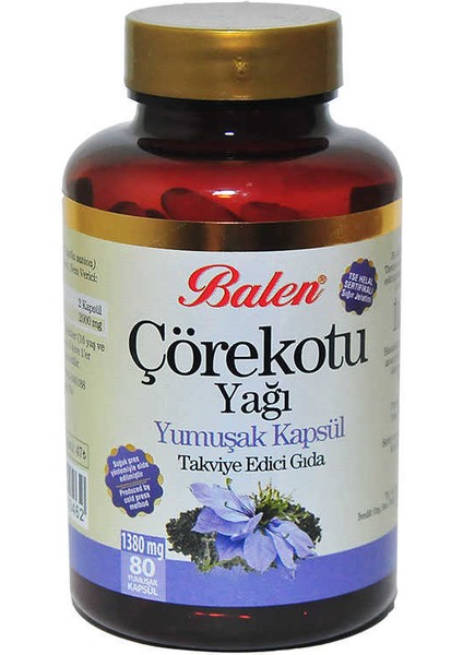 Çörek Otu Yağı 1380 Mg Yumuşak 80 Kapsül