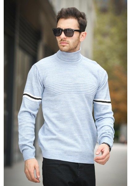 Giul Pamuk Slim Fit Şeritli Erkek Tam Balıkçı Boğazlı Kazak fırsatları