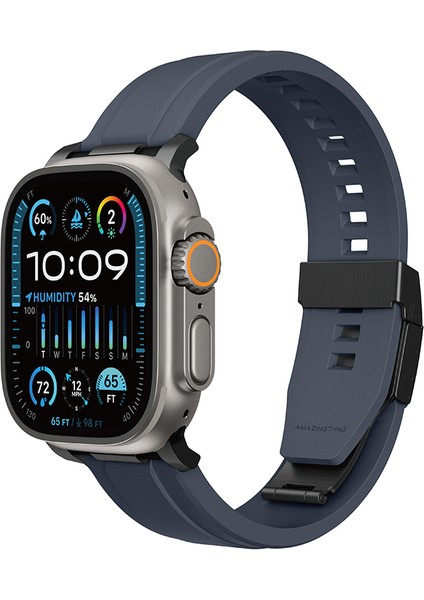 Watch 42MM Uyumlu Amazingthing Titan Chrono Silikon Kordon Strap Kayış Lacivert