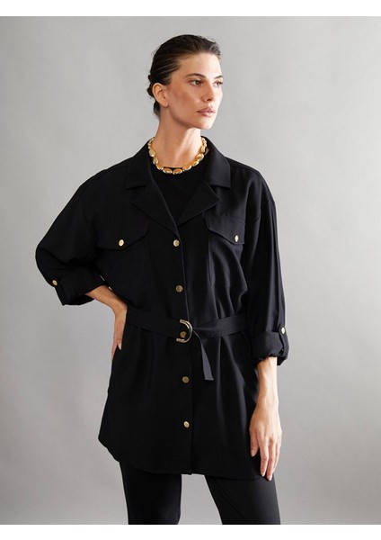 Yeni Sezon Beli Kemerli Kadın Ceket