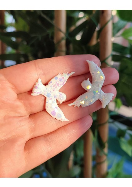 Shimmering Dove El Yapımı Beyaz Işıltılı Güvercin Küpe fiyatları