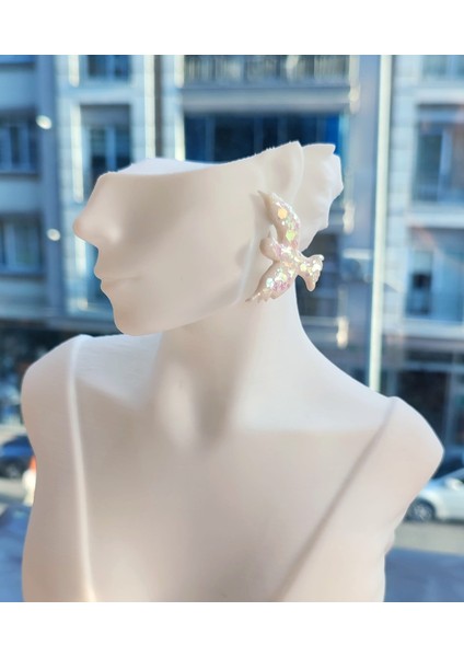Shimmering Dove El Yapımı Beyaz Işıltılı Güvercin Küpe fırsatları