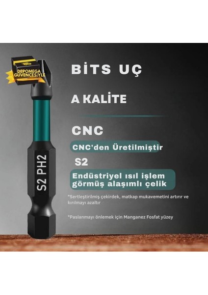 13 Parça Mıknatıslı Bits Uç Seti Özel Kutulu Ph2 90-70-50 mm Bits Uç modelleri