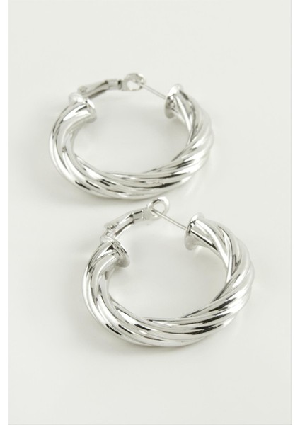 Wizard Burgulu Halka Küpe 3 Cm-Gümüş Rengi