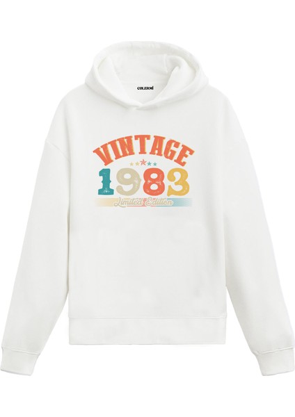 Vintage Hoodie 1983 Doğum Tarihi Baskılı Kapşonlu Unisex Hoodie