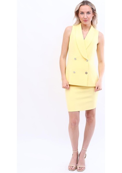 Abiye Yelek & Kısa Klem Etek Takım-Sarı indirimleri