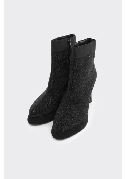 Topuklu Fermuarlı Taş Aksesuarlı Kadın Bot fiyatları