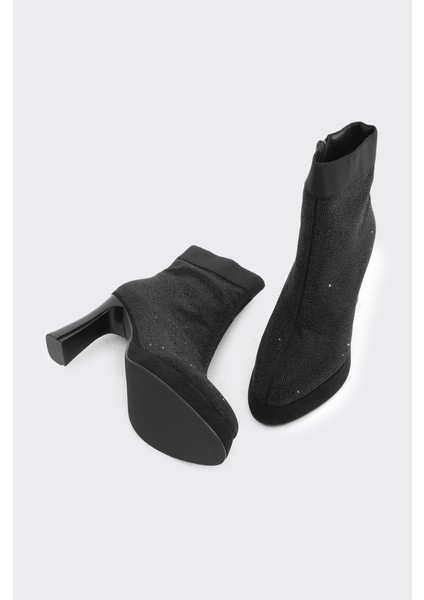 Topuklu Fermuarlı Taş Aksesuarlı Kadın Bot fırsatları