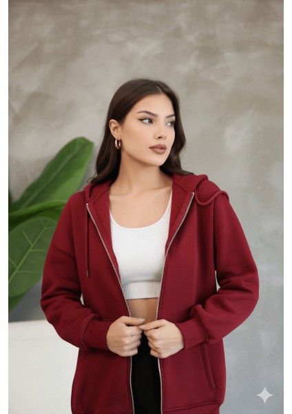 Kadın Genç Unisex Cepli Kapüşonlu Fermuarlı Sweatshirt Hırka fiyatları
