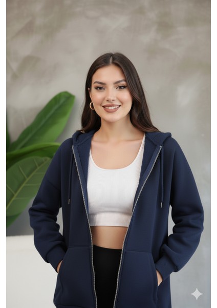 Kadın Genç Unisex Cepli Kapüşonlu Fermuarlı Sweatshirt Hırka indirimleri
