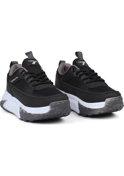 Kadın Kalın Tabanlı Siyah Füme Sneaker Spor Ayakkabı – Rahat, Şık ve Günlük Kullanıma Uygun