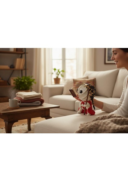 Örgü Tasarımlı Polyester Ninja Voodoo Biblo Savaşçı Figür Dekoratif Obje Genç Odası Hediyelik 18 cm modelleri