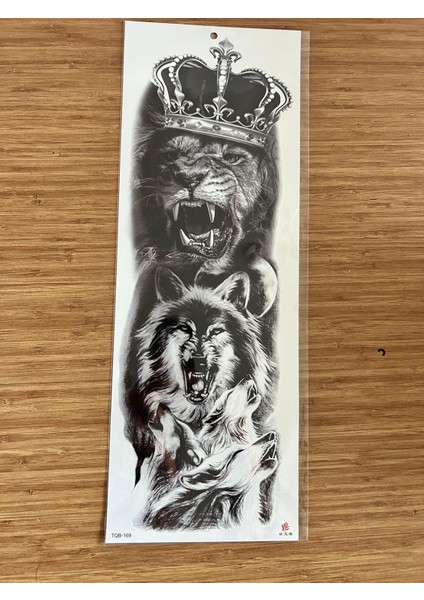 Aslan Kurt 1 Hafta Kalıcı Tam Kol Bacak Yapıştırma Geçici Dövme 46 cm