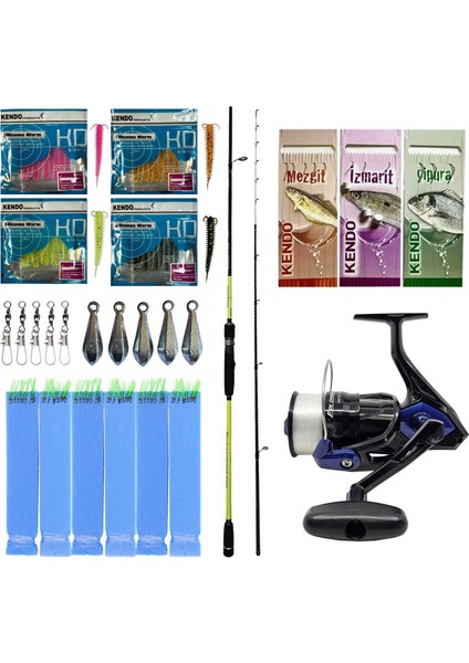 Hazır Tekne Oltası Seti Okuma Orata Squid Spin 180CM 100-200GR 2 Parça Tekne Kamışı&okuma Fin Chaser x FNX-60BL 1bb Olta Makinesi