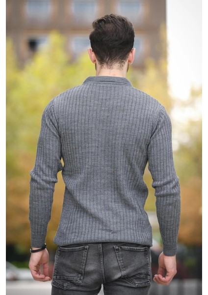 Ermanno Slim Fit Erkek Polo Yaka Fitilli Triko Kazak fırsatları