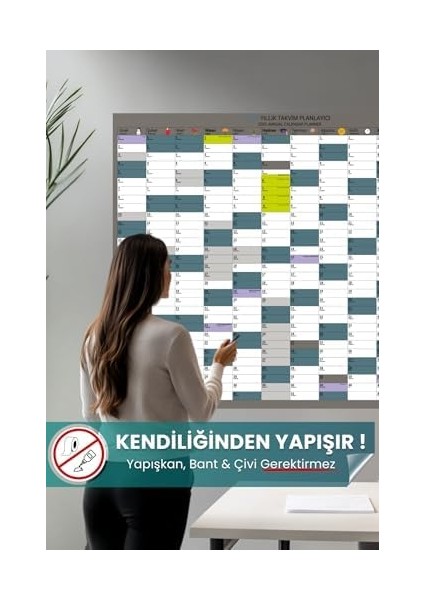 Tanıtım 2025 Yıllık Şeffaf Planlayıcı, Kendiliğinden Tutunan, Yapışkansız, Pratik, Akıllı Kağıt Yazı Panosu, Elektrostatik Kağıt (100 cm x 120 Cm) modelleri