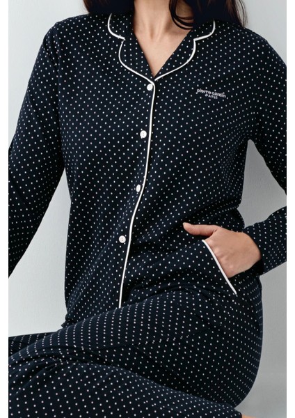 9092 Kadın Siyah Uzun Kollu Önden Düğmeli Gömlek Pijama Takımı modelleri