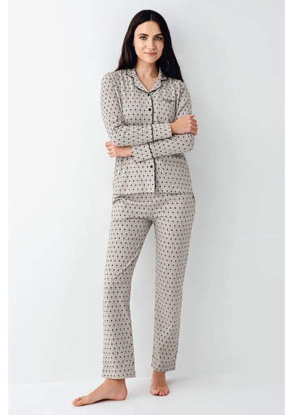 9103 Kadın Siyah Uzun Kollu Önden Düğmeli Gömlek Pijama Takımı fiyatları