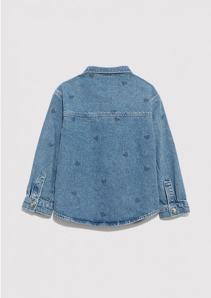 7210002-90880 Lulu Açık Mavi Jean Gömlek modelleri
