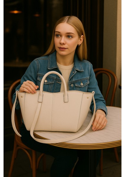 Kadın Şık Omuz ve El Çantası - Çok Lüks Deri Görünümlü Tote Çanta