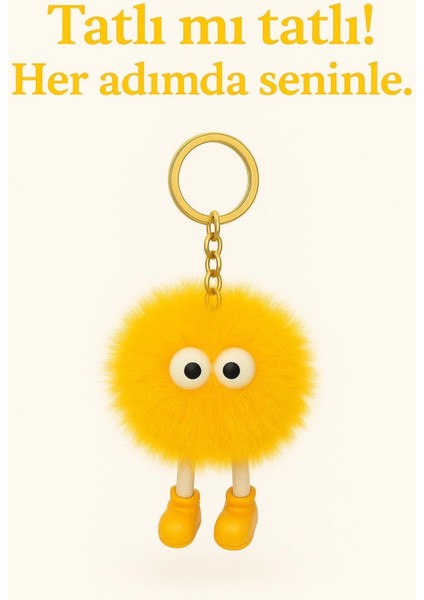 Lüks Pelüş Ponpon Charm Anahtarlık
