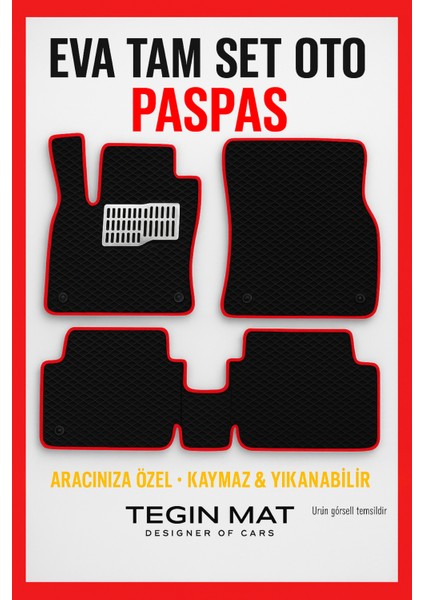 Ssangyong Musso 2019-2021 Aracınıza Özel Eva Paspas Siyah Kırmızı | Kaymaz ve Yıkanabilir Oto Paspas
