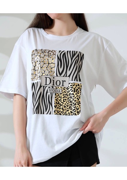 Karma Desenli Oversize Tişört modelleri