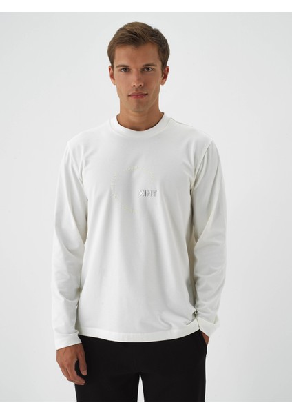 Erkek Ekru Pamuk Dokulu Regular Fit Uzun Kollu Tişört fiyatları