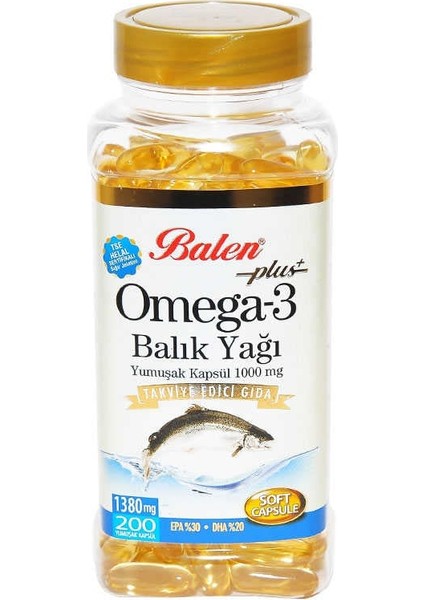 Omega 3 Plus+ Balık Yağı Yumuşak 200 Kapsül