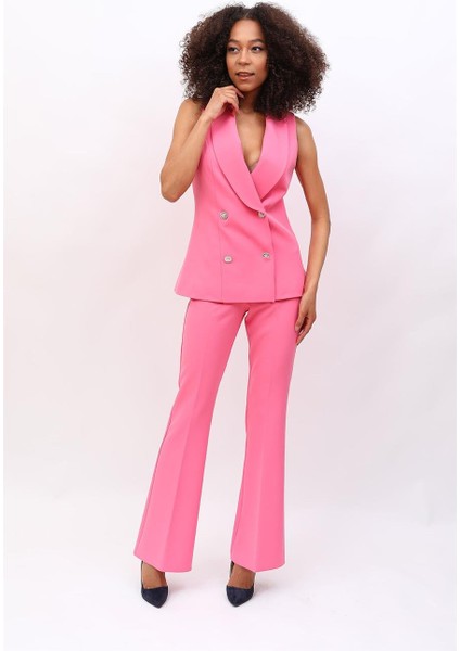 Abiye Yelek & Ispanyol Paça Pantolon Takım-Pembe modelleri
