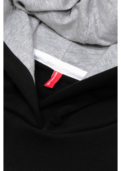 Unisex Academy Üç Iplik Kapüşonlu Önü Cepli Baskılı Sweatshirt Siyah fırsatları