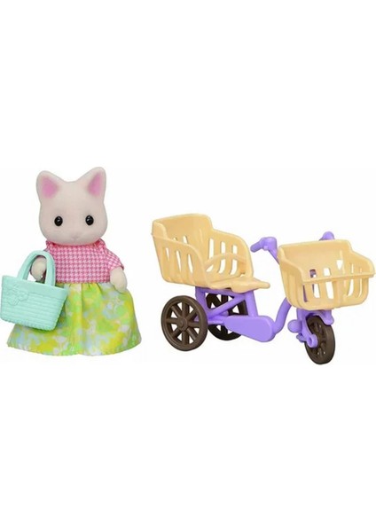 Sylvanian Families Çiçekli Kedi Anne ve Bisiklet