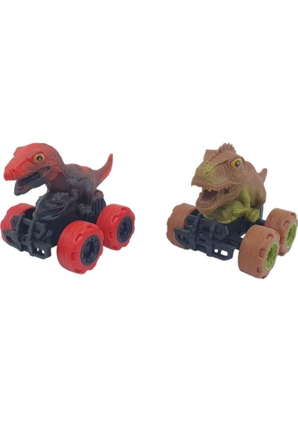 Sürtmeli Dinazor Arabalar 2'li - cm - Triceratops &amp; Stegosaurus