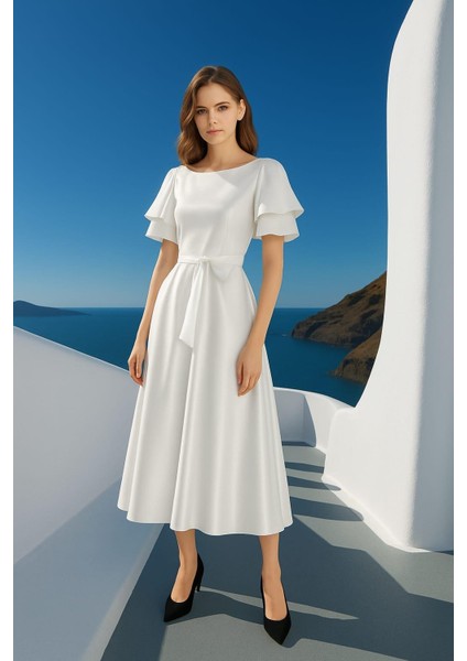 Lisa Kadın Saten Abiye 583219 Beyaz