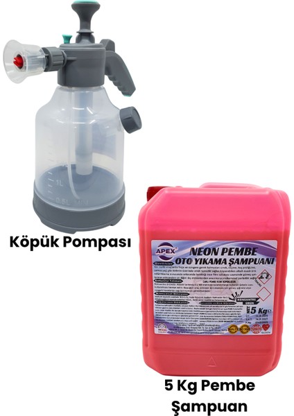 Pembe Renkli Köpük 5 kg ve 3 Lt Geniş Hazneli Köpük Pompası Seti ile Araç Köpükleme, Sünger Hediye fırsatları