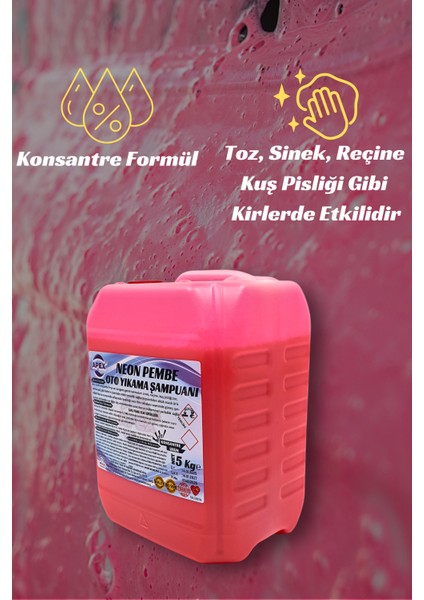 Pembe Renkli Köpük 5 kg ve 3 Lt Geniş Hazneli Köpük Pompası Seti ile Araç Köpükleme, Sünger Hediye