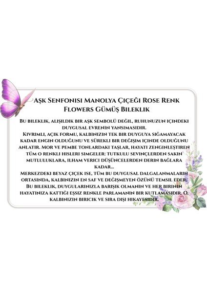 925 Ayar Gümüş Rose Renk Bileklik - Manolya Çiçeği Aşk Senfonisi Koleksiyonu | Özel Hediye Kutulu modelleri