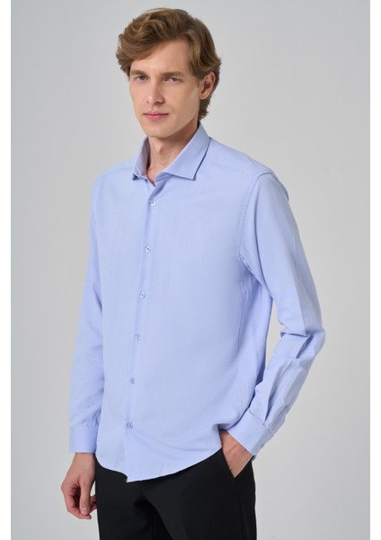 Erkek A. Mavi Slim Fit Italyan Yaka Gömlek fiyatları