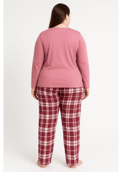 Kadın 08051 Büyük Beden Pijama Takımı Gül Kurusu fiyatları