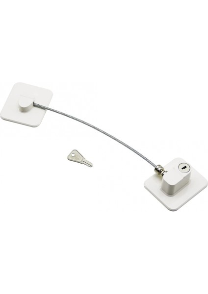 Beyaz Plaka Halatlı Emniyet Kilit 5X6CM Yapışkanlı Montaj=2pcs Plaka Halat=18.8cm (4887)