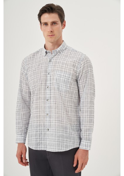 Erkek Siyah Keten Trend Regular Fit Dğmeli Yaka Gömlek modelleri