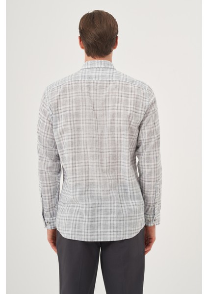 Erkek Siyah Keten Trend Regular Fit Dğmeli Yaka Gömlek indirimleri