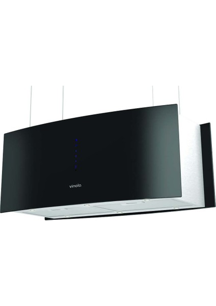 VİNOLA 90 cm Cam Ada Davlumbaz Siyah