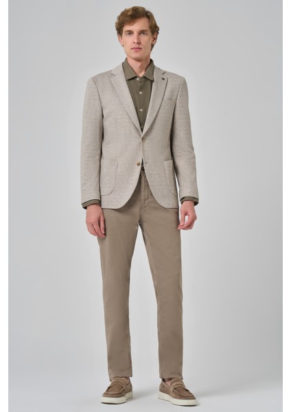Erkek Bej Örme Trend Desenli Slim Fit Mono Yaka Ceket fiyatları