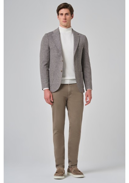 Erkek Kahve Örme Trend Desenli Slim Fit Mono Yaka Ceket fiyatları