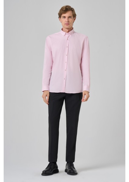Erkek Pembe Regular Fit Düğmeli Yaka Gömlek fırsatları