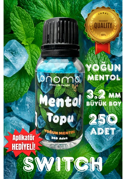 Premium Mentol Topu Switch Aroma Kapsülleri Yoğun Mentol Ice Mint 250 Adet