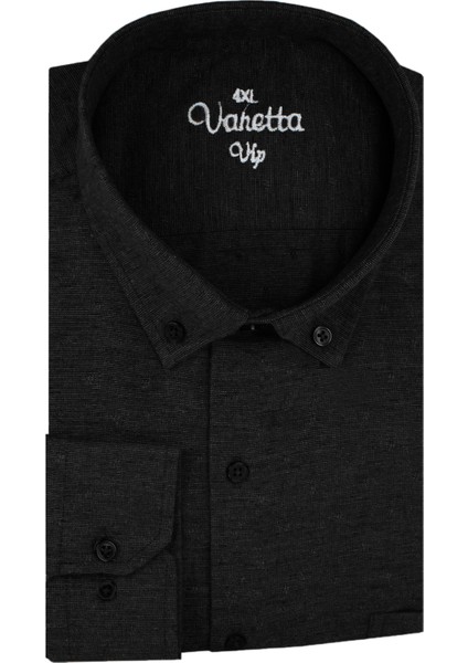 Büyük Beden Erkek Siyah Kışlık Yünlü Gömlek – Cepli Geniş Kesim Flanel Model