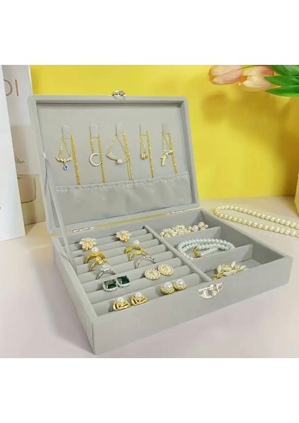 Lüks Takı Kutusu Çeyiz Mücevher Düzenleyici Yüzük Küpe Kolye Seyahat Organizeri