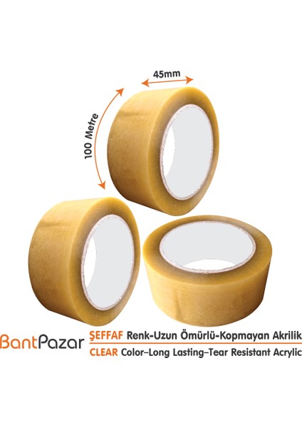 45X100 Şeffaf Bant (6 Adet) - Dayanıklı Ambalaj ve Koli Bandı-Ekonomik Seri fiyatları